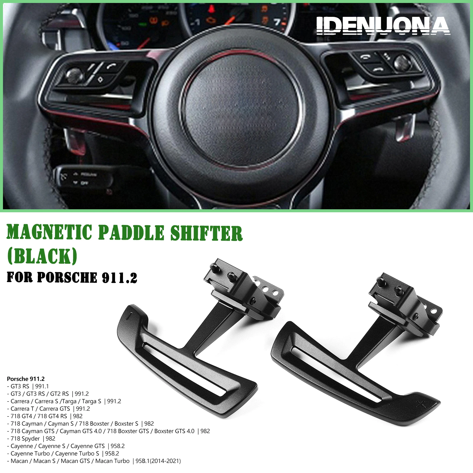 

For Porsche 911.2 GT3 RS GT2 Carrera 718 GT4 Cayman Boxster Cayenne GTS Macan Interior Steering Wheel Magnetic Paddle Shift Pad