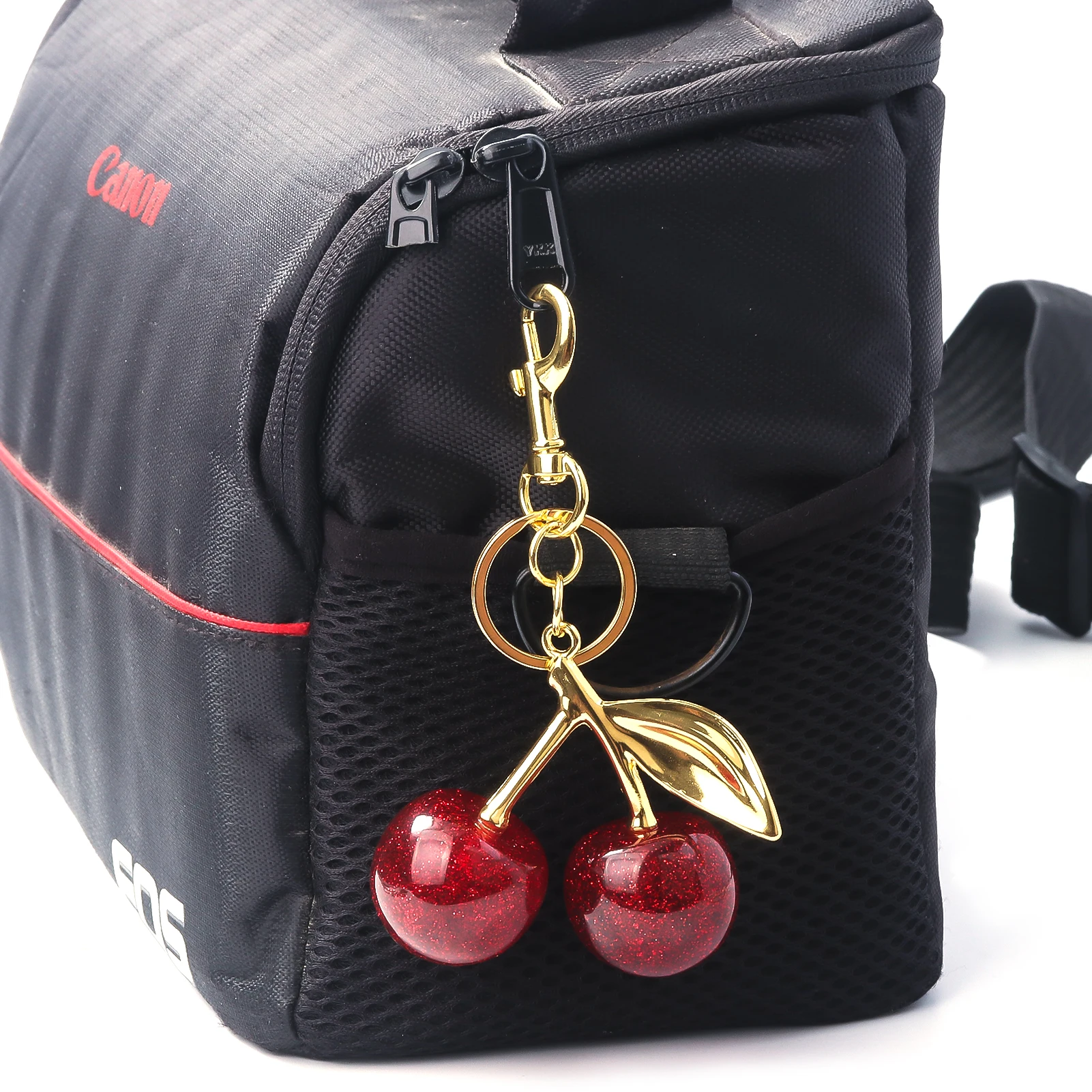 Delicious Crystal Red Pink Cherry Keychain Summer Fruits Cherries Pendant Keyring For Women Men Jewelry Bag Key Accessories Gift