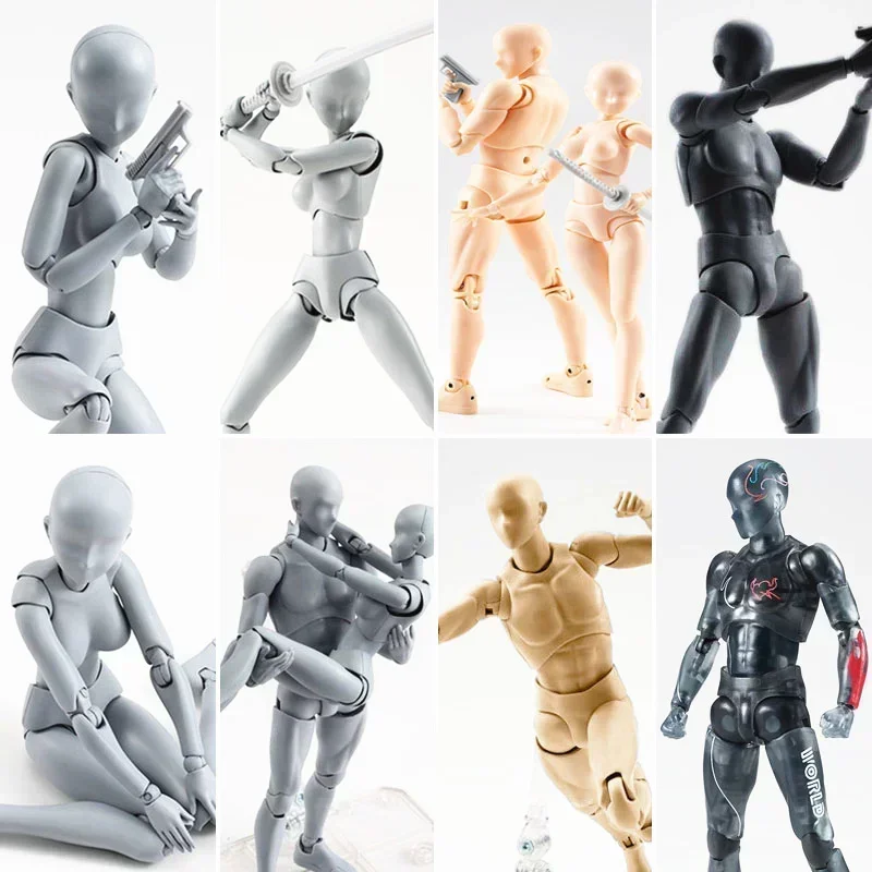 High Quality Creative figurines Movable BODY KUN/CHAN Pose Play Grey Color Ver. Black Orange PVC Action Figure Collectible Model