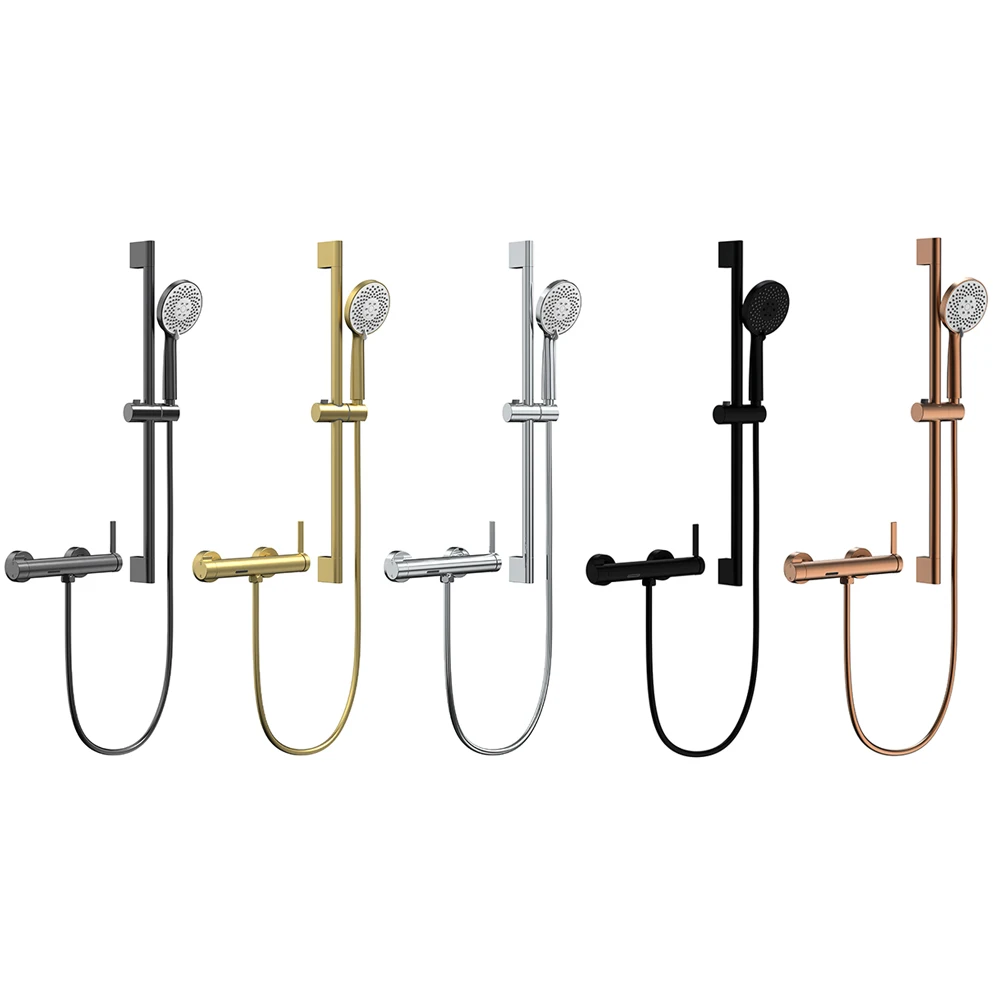 

High Quality Thermostatic Bathtub Shower Faucet Set Luxury Solid Copper Rain Mixer Bathroom Waterfall Split Showers System Sets