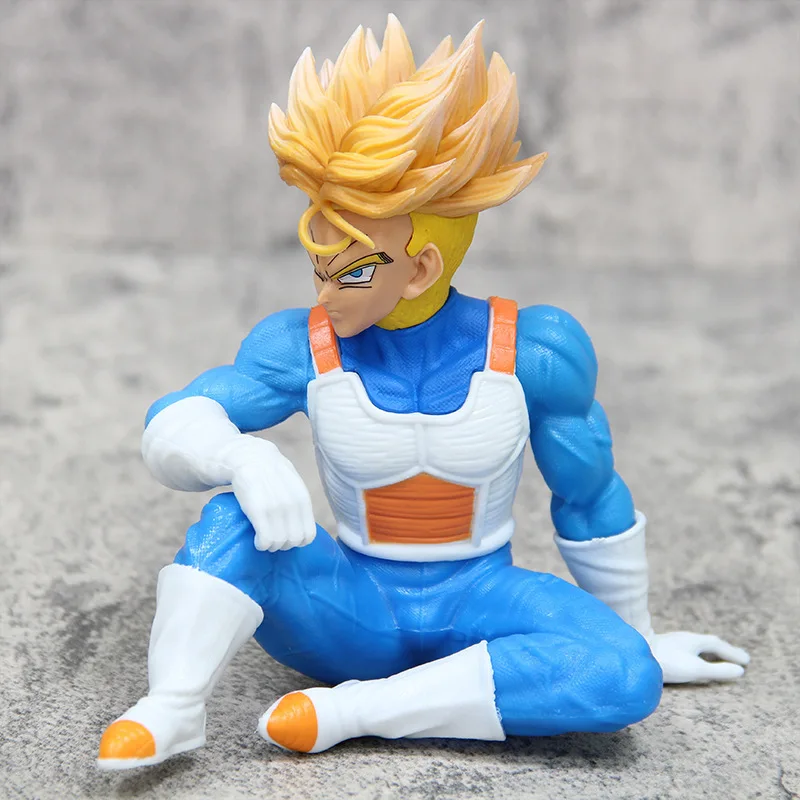 14CM Dragon Ball Trunks Action Figure Statue PVC Ornaments Anime Super Saiyan Sitting Position Torankusu Figurine Model Toys