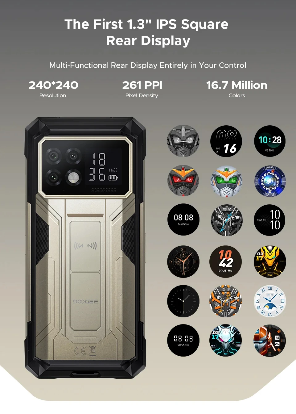 DOOGEE S200 Max Rugged Phone 6.72” 120Hz 1.32" Rear Display Telephon Portable 36GB+512GB 22000mAh 66W Smartphone Android 15 NFC
