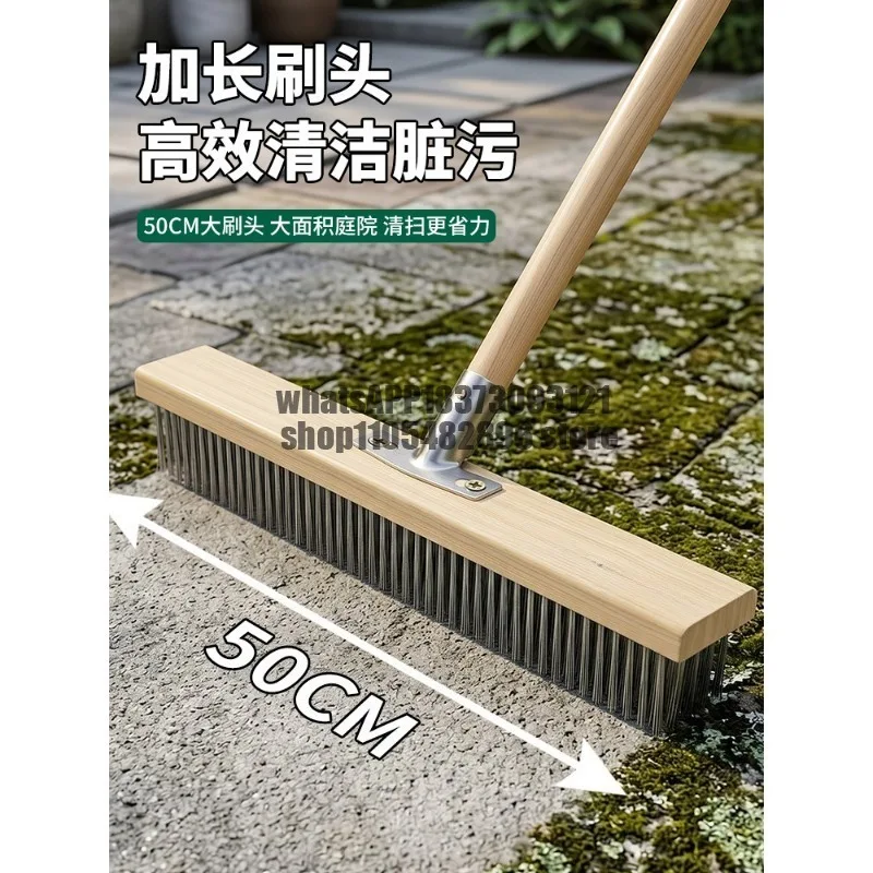 Stainless steel floor brush Steel wire brush Floor moss removal Long handle brush Floor cleaning