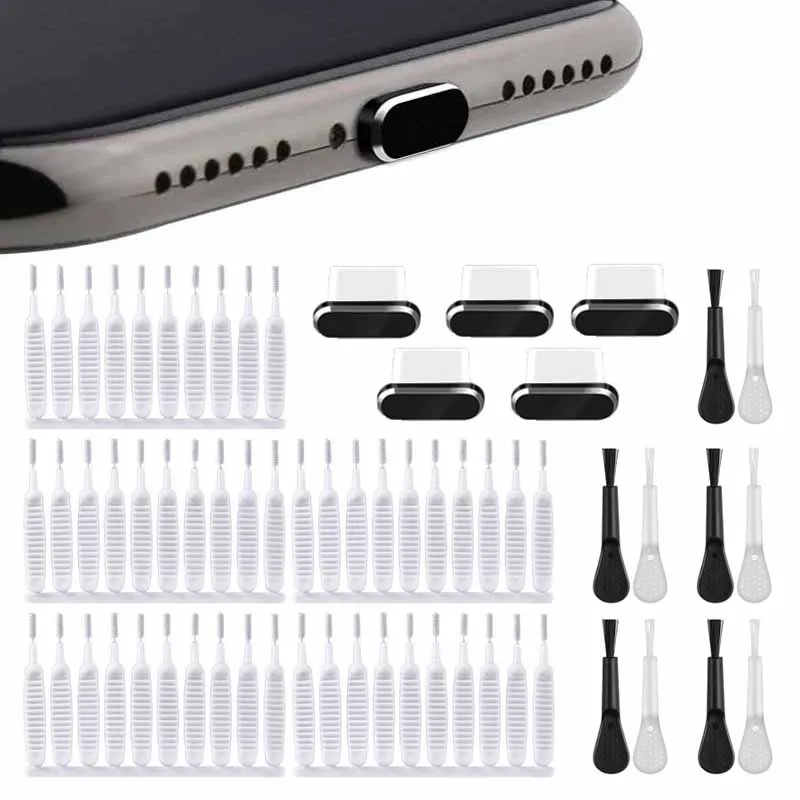 10/50/65Pcs Mobile Phone Charging Port Cleaning Set Universal Metal Dust Plug Professional Dustproof Cleaning Brush Cleaner Tool