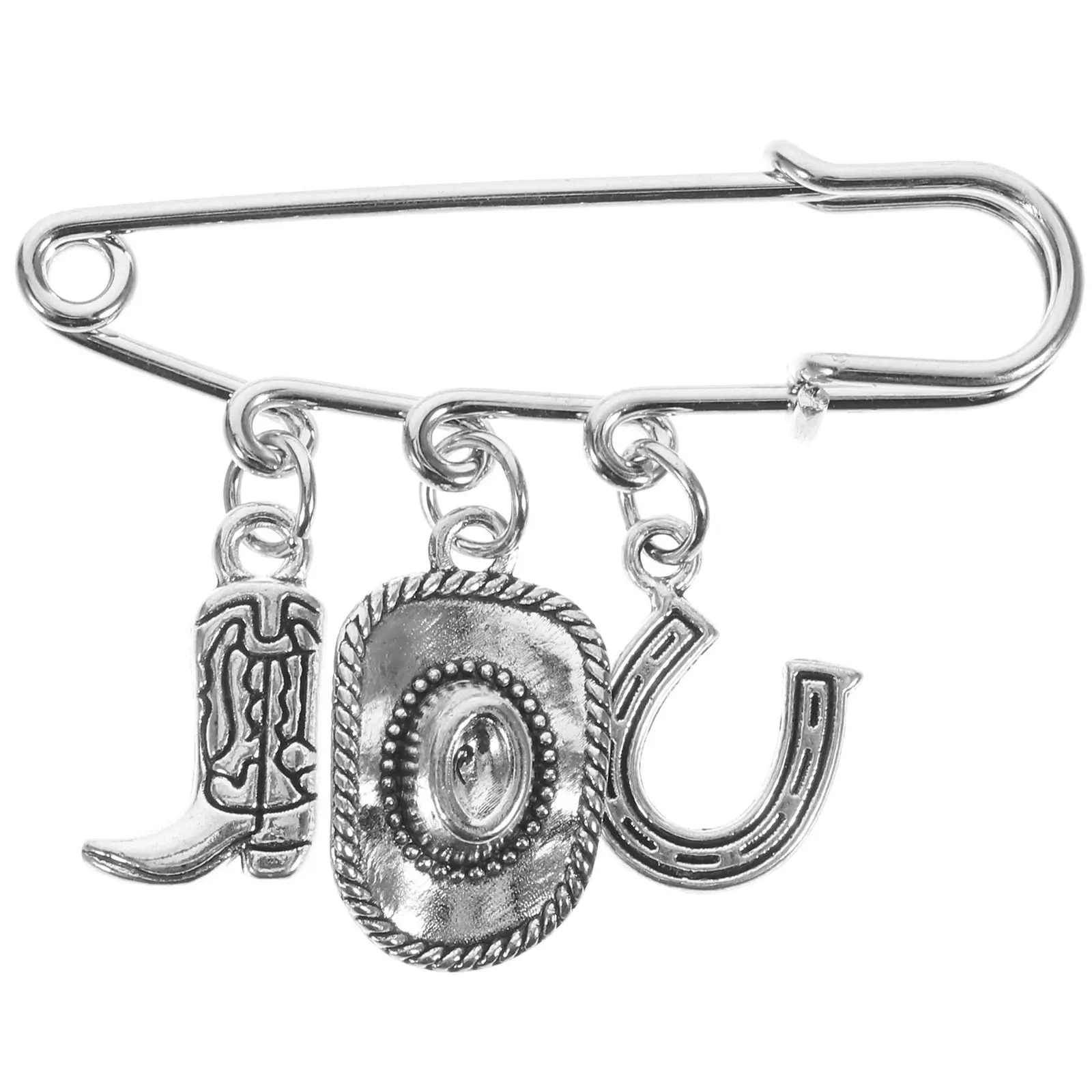Alloy Western Cowboy Brooch Elegant Sweater Cardigan Shawl Collar Clip Safety Pin for Women Western Brooch Brooches for Women