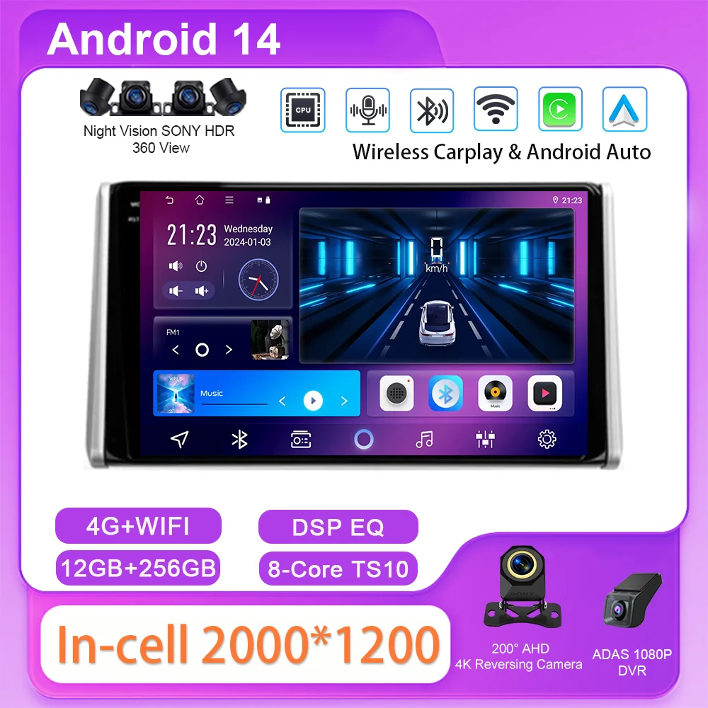 

Android Auto For Toyota RAV4 XA50 2018-2020 Car DVD Carplay Android Auto Radio Stereo GPS Navigation Multimidia Player 2din WIFI