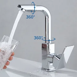 360° Rotation Bathroom Basin Faucet Silver Kitchen Faucet Brass Hot and Cold Mix Taps With Filter Mouthwash Function