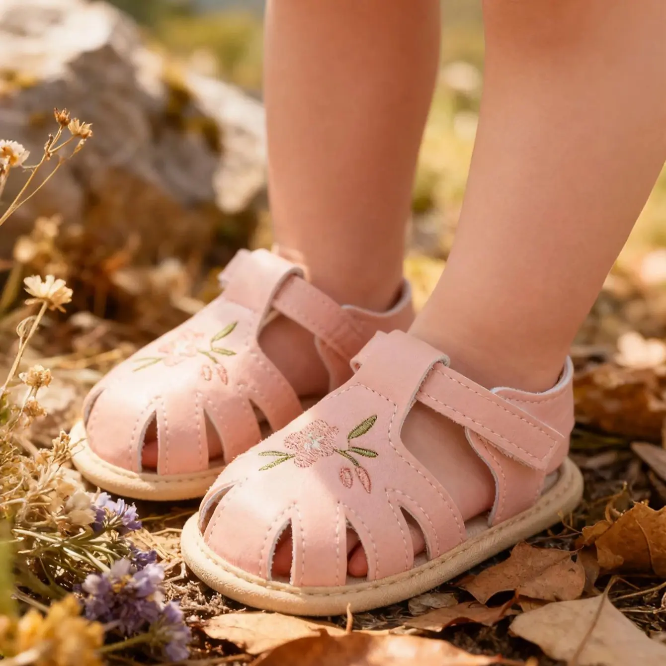 

Baby Sandals Flower Soft Bottom Baby Girls PU Leather Soft Toe Summer Sandals Flower Princess Flat Shoes