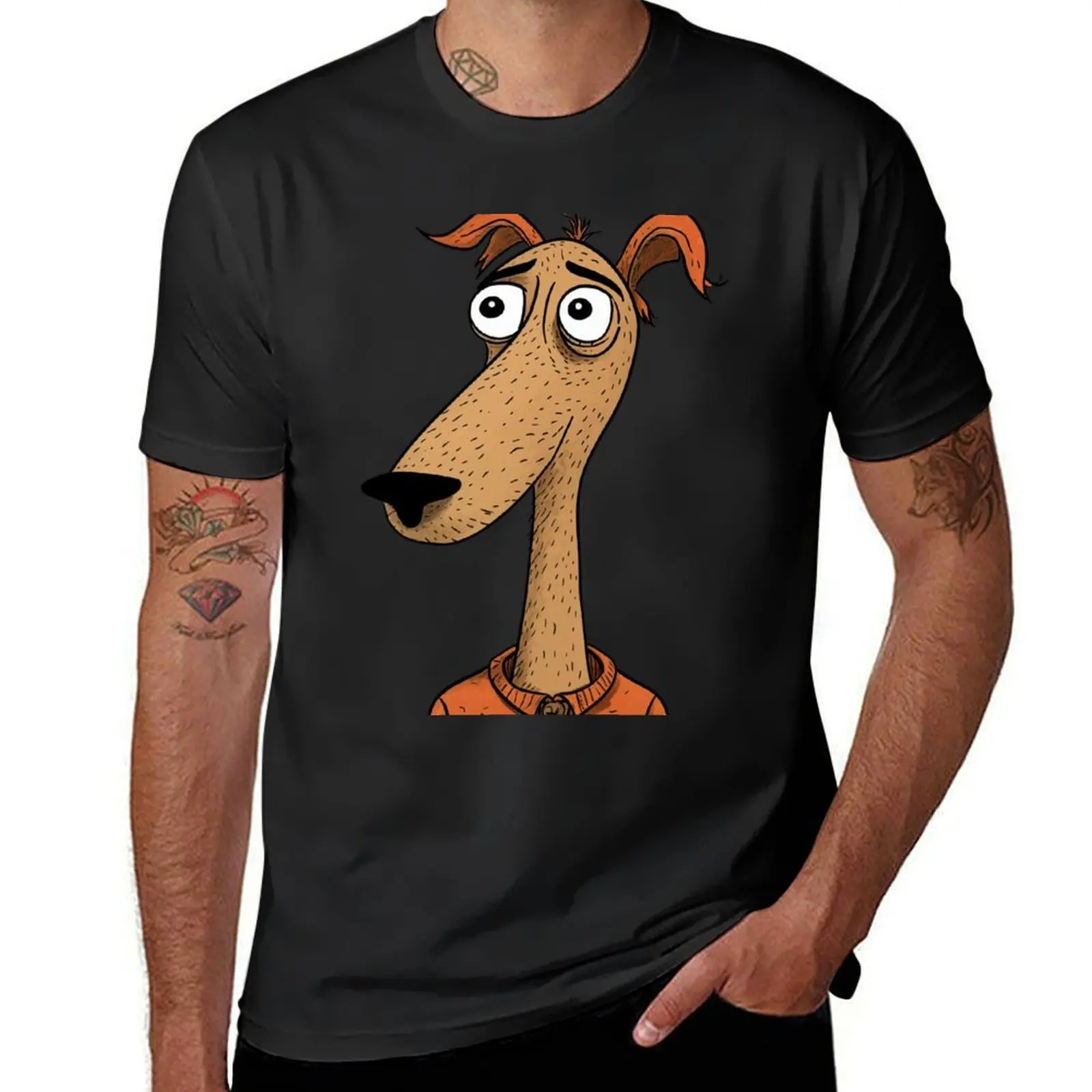 Playful Human-Like Dog Cartoon Illustration (No. 18) T-shirt aesthetic clothes vintage clothes oversized Men's t shirts