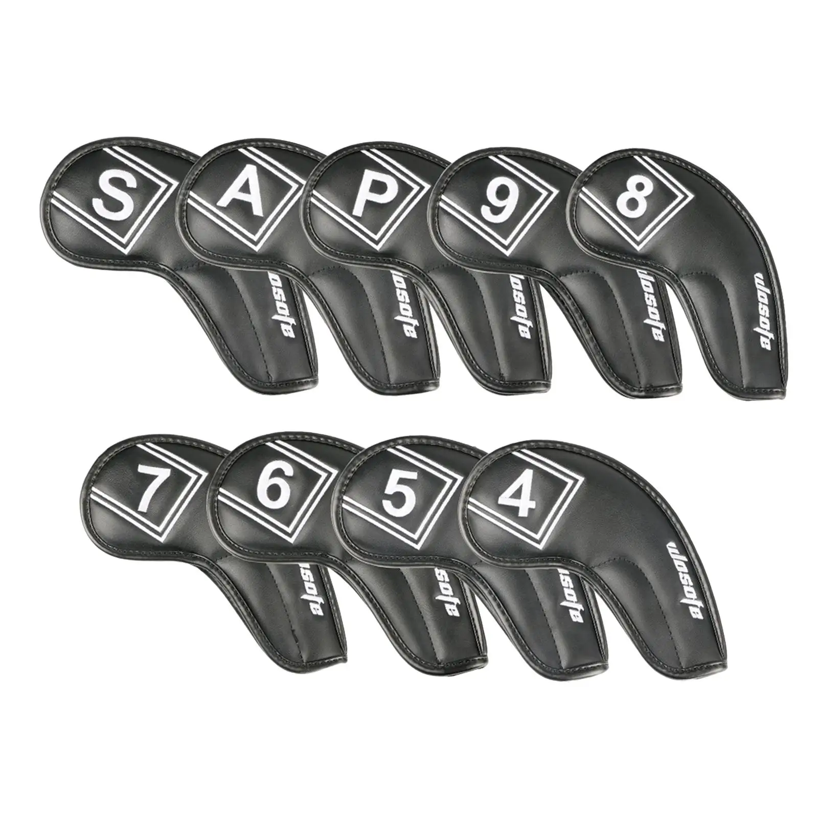 9 Pieces Golf Iron Head Covers Set 4,5,6,7,8,9,P,A,S Waterproof Golf Club Head Cover Embroidered Number Golfer Equipment