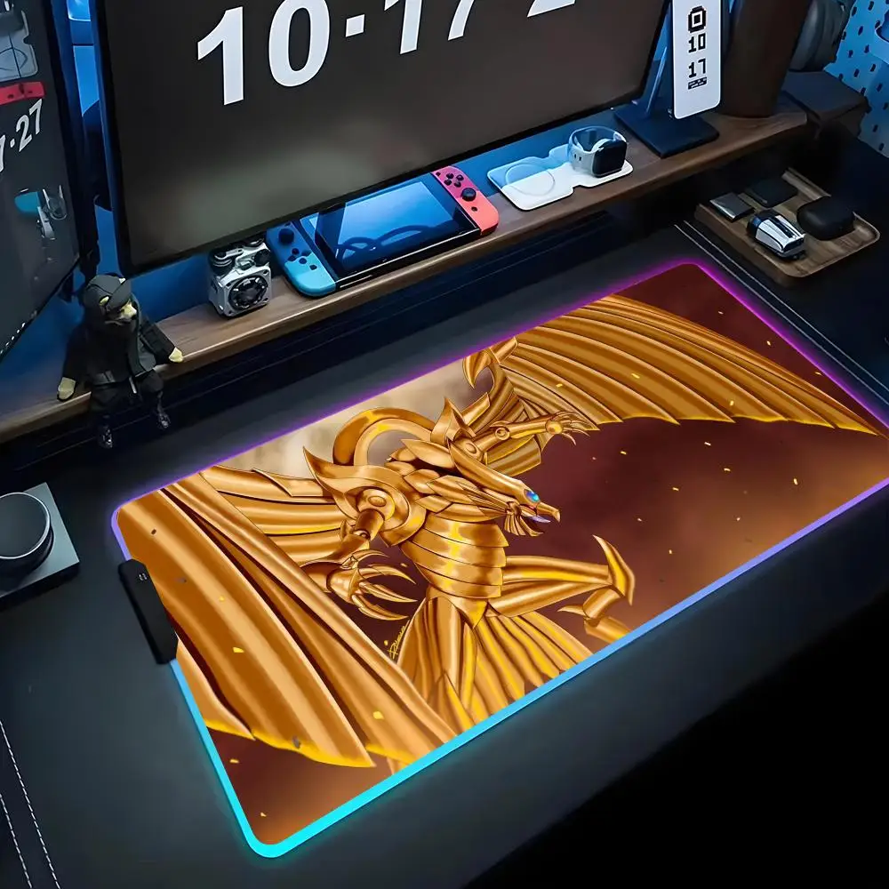 

he winged dragon of ra Mouse Pad RGB Gaming Mousepad Big LED Pad PC Desk Mat Luminous Mouse Pad Large Keyboard Mats Table Rug Wi