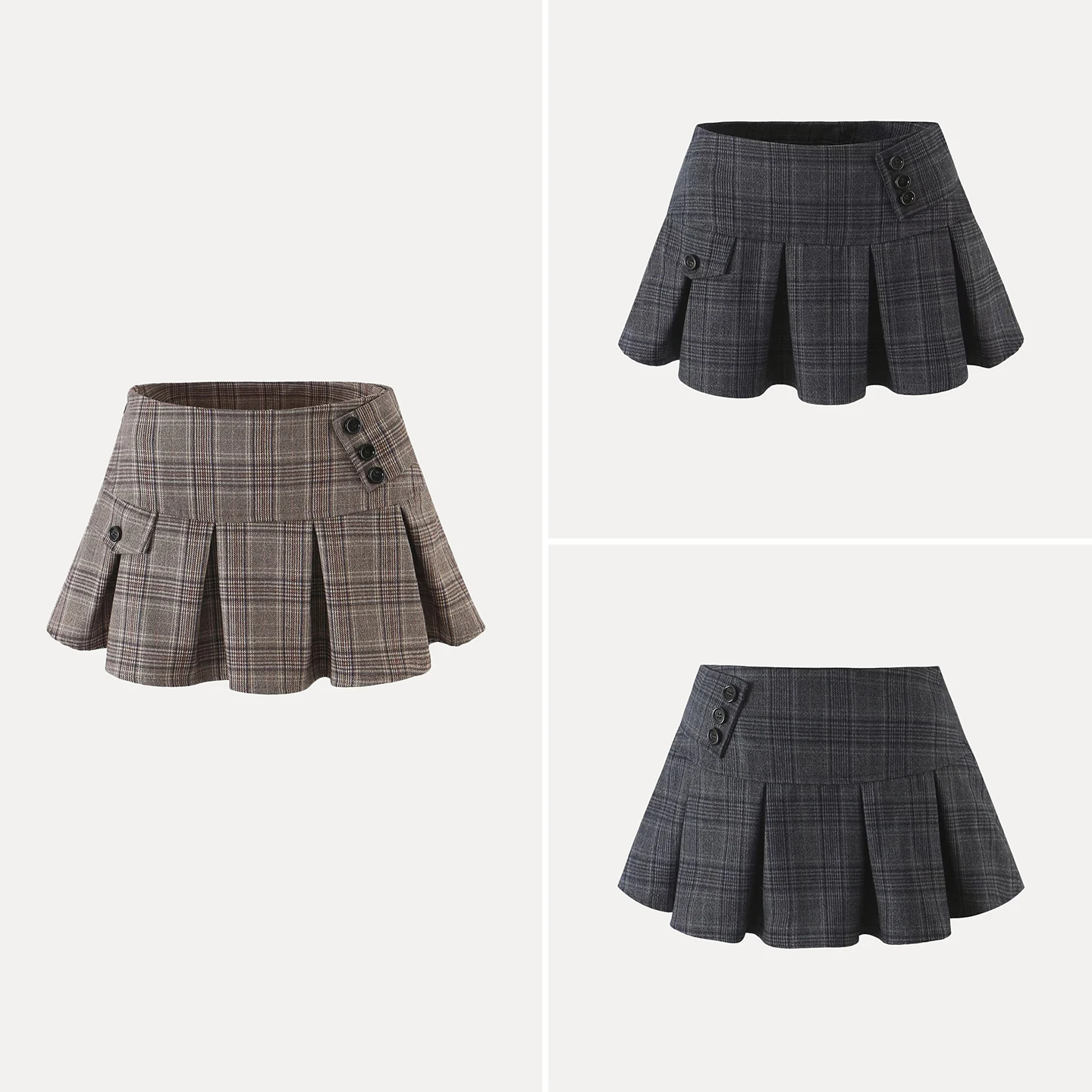 Fashionable College Style Pleated Skirt Women's Clothing 2026 New Autumn Collection Personalized Embroidered Button Detail