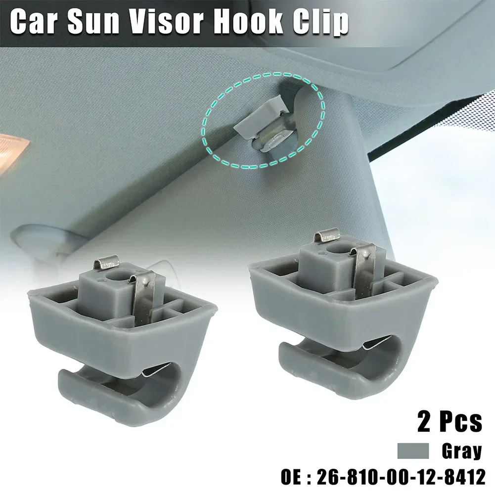 FINDME 2pcs Gray Car Sun Visor Hook Clip Bracket 26-810-00-12-8412 For Mercedes-Benz 300TE 190D 190E 300D Sun Visor Clip