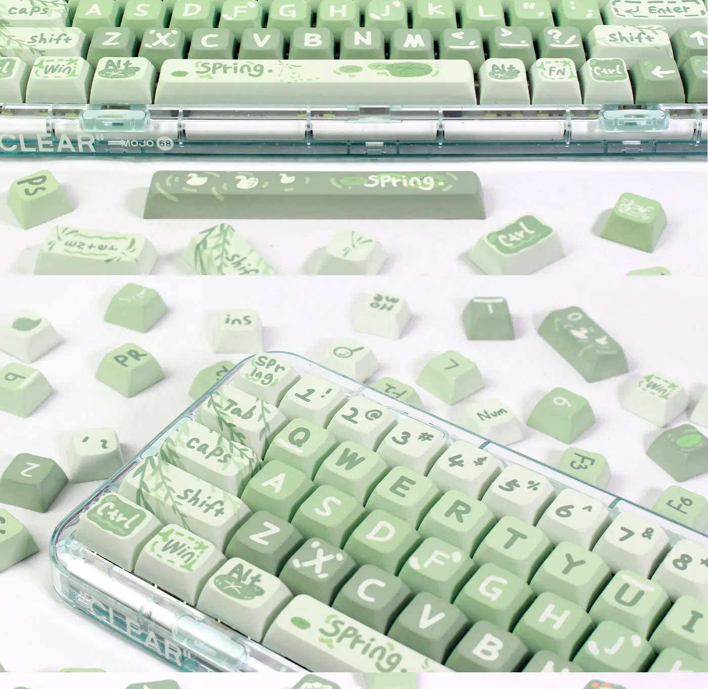 133 Keys Mechanical Keyboard Spring Outing Key Cap Green XDA Keycaps PBT Material for GMK 61/68/84/87/96/980/104/108