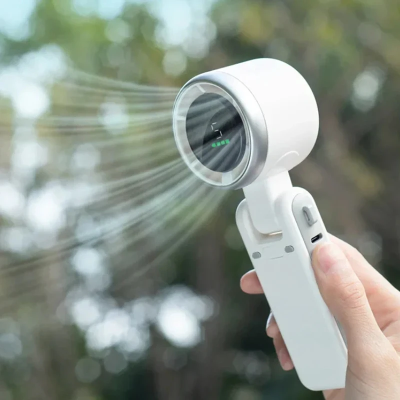 New Hanging Neck Outdoor 180 Degree Folding Desktop Mini Fan Hand-held Folding High-speed Powerful Turbo Portable and Powerful