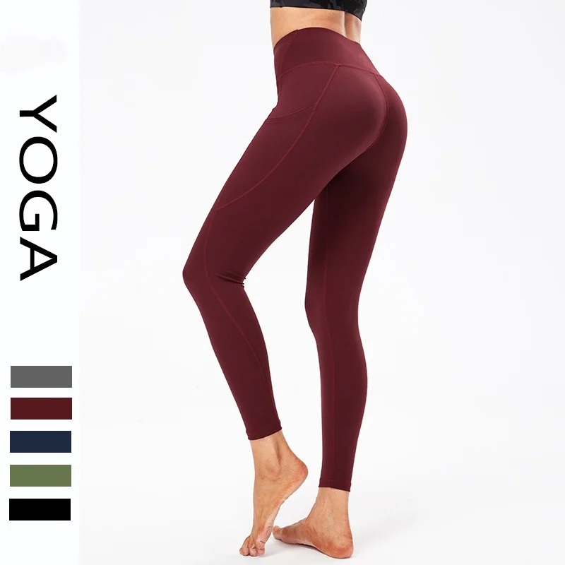 Yoga leggings with brand logo women winter warm pants high waist hip lift tights side pockets niners no T line fleece trousers