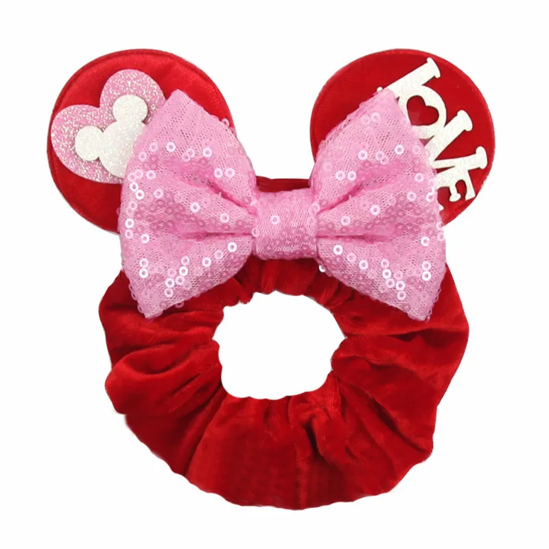 Disney Christmas Day Scrunchies Haarband Vrouwen Elastische Paardenstaart Houder Meisjes Pailletten Strik Kids Haaraccessoires