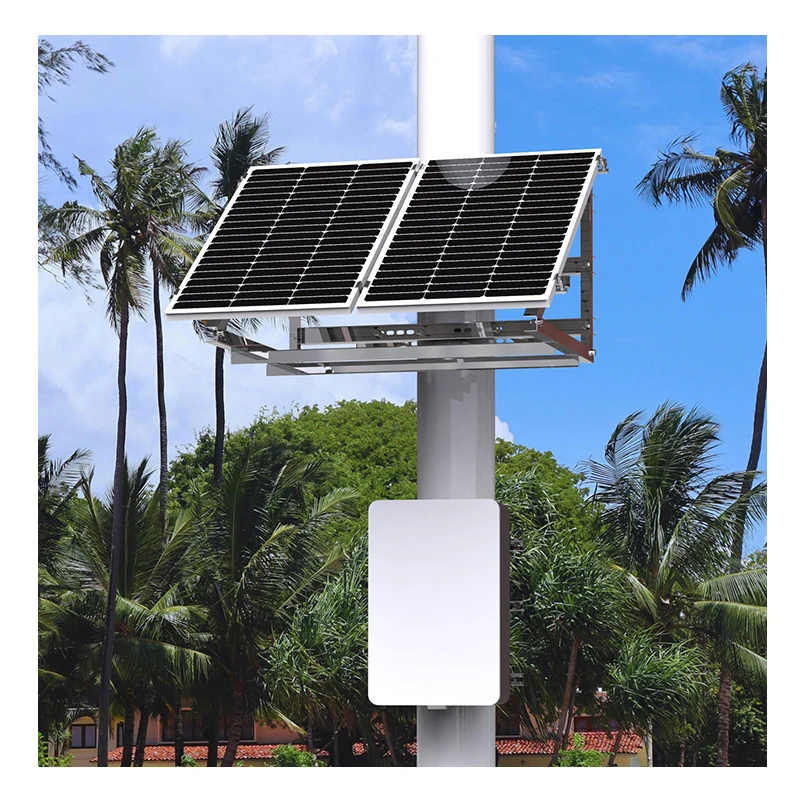 نظام الطاقة الشمسية الكل في واحد - مخرج تيار مستمر 12 فولت/24 فولت لكاميرات CCTV وأضواء الأمان وجهاز توجيه WiFi | جبل القطب #3