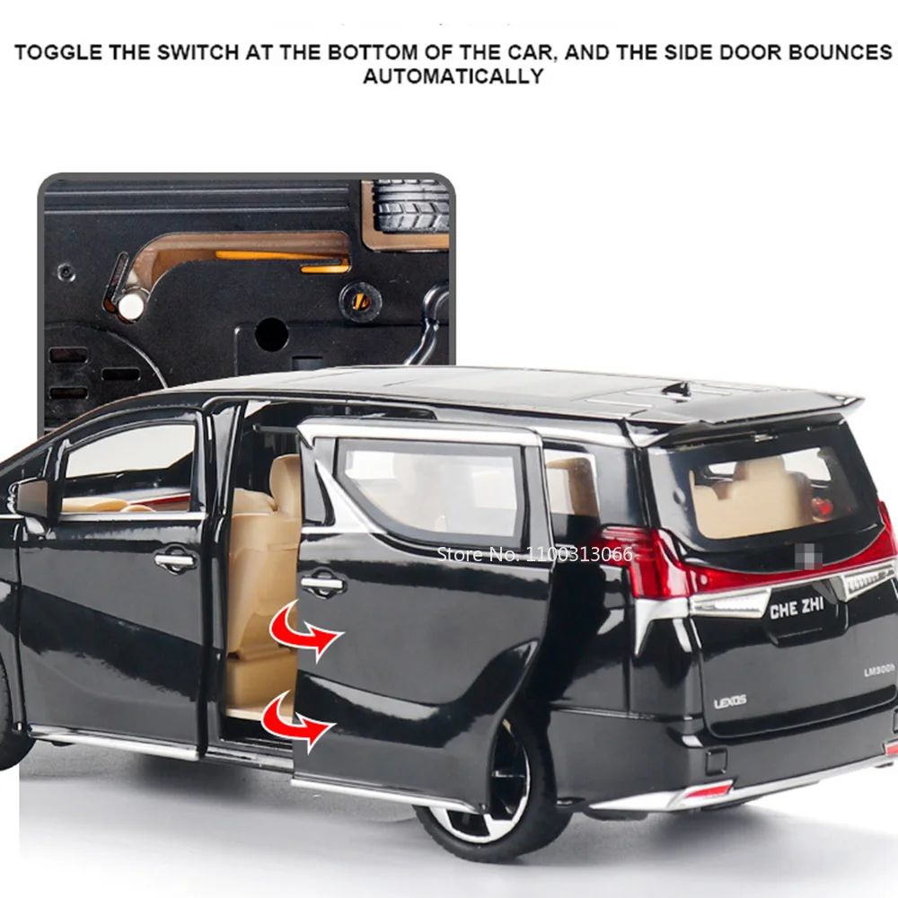 1:24 Schaal Legering LM300H LX570 Model Auto Diecast Speelgoed 6 Deuren Geopend Wiel Trek Voertuigen Modellen voor Kinderen Verjaardagscadeautjes