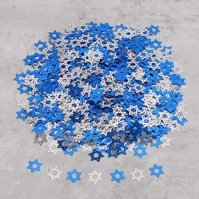 450pcs/bag Hanukkah Theme Star Confetti for Chanukah Party Home Table Decoration Supplies Wedding Birthday Party DIY Gift Crafts