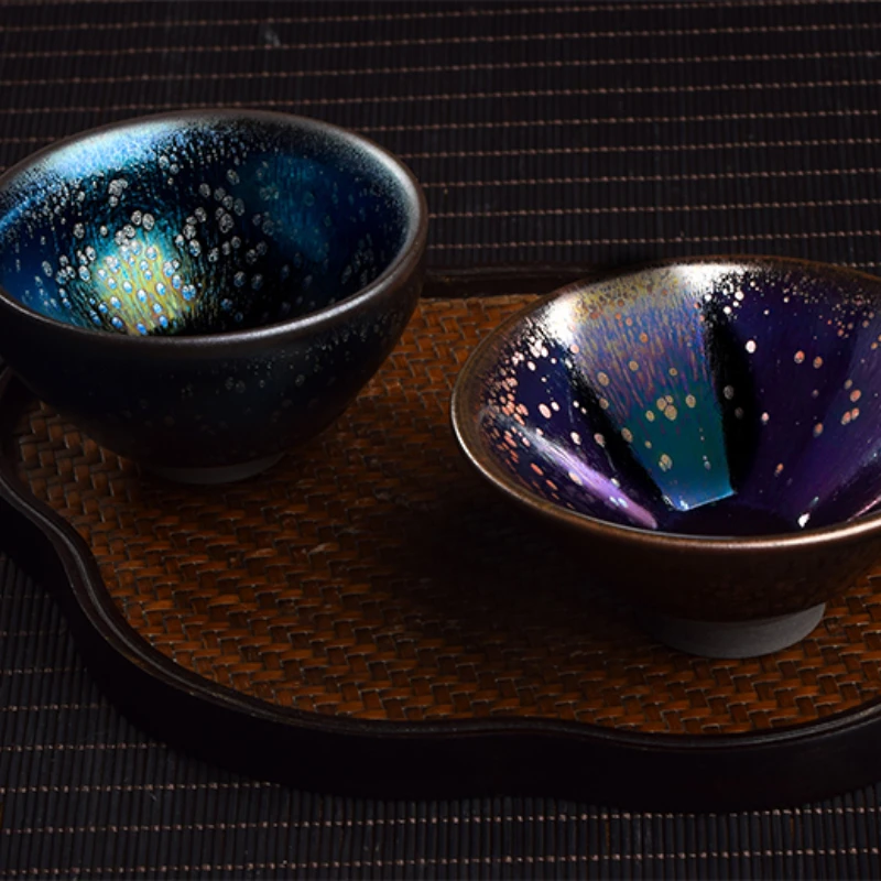 Jianzhan Yao Becomes a Colorful Candle Master Tea Cup, Iron Tyre, Oil Drops, Becomes a Tea Set