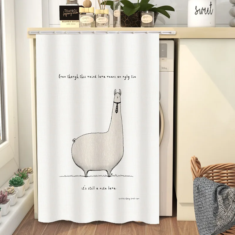 

VIKAMA Boho Heart Pattern Velcro Cover Curtain Dustproof Cabinet Partition Curtain For Bathroom Sink Kitchen Home Decoration