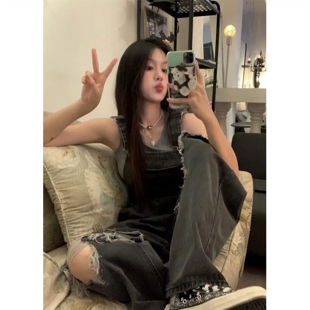 Tute larghe Donna Tinta unita Verde Personalità asimmetrica Nappa bohémien Coulisse Fondo grigio nero Femme Estetico Glam