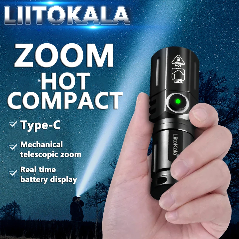 LiitoKala LF-536 LF-535 LED beyaz lazer Mini El Feneri 16340 700 mAh Şarj Edilebilir Pil