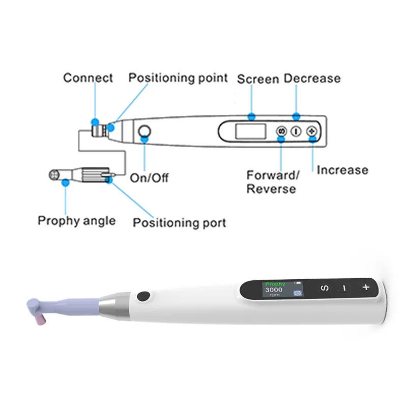 Dental Electric Polishing Motor Handpiece Wireless Polishing Motor with Prophy Angles Machine 3000rpm Rechargeable Dental Tools