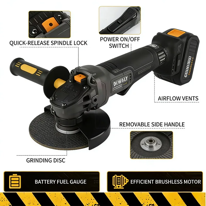 DEWALT DCG406 18V Brushless Cordless Angle Grinder 125mm Flat Head Cutting Tool Bare Machine for Metal And Concrete Grinding