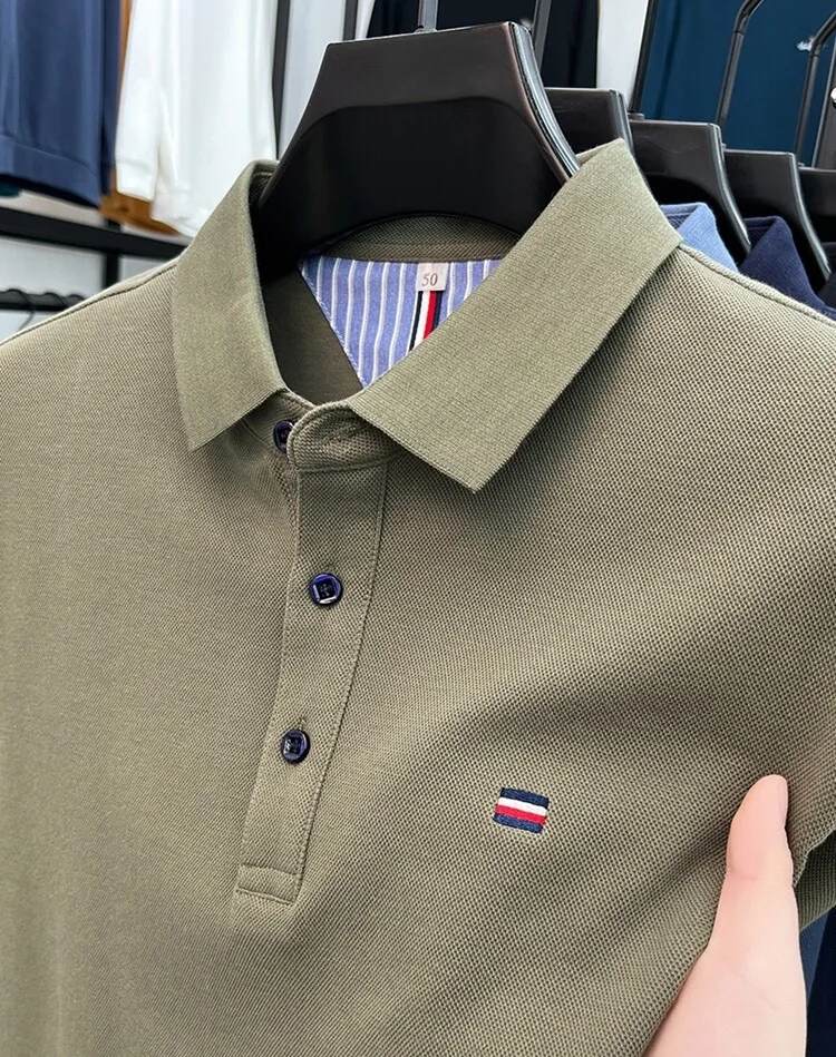 Luxury brand classic embroidered POLO shirt men's short sleeve lapel summer high-quality ice silk breathable casual Paul T-shirt image 3