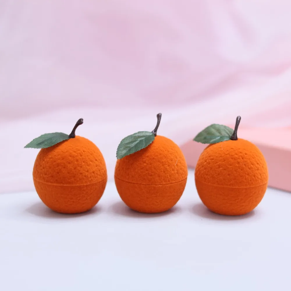 

Dustyproof Orange Ring Box Space Saving Popular Flocking Jewelry Box Portable Elegant Orange Jewelry Box Wedding Proposal Gift