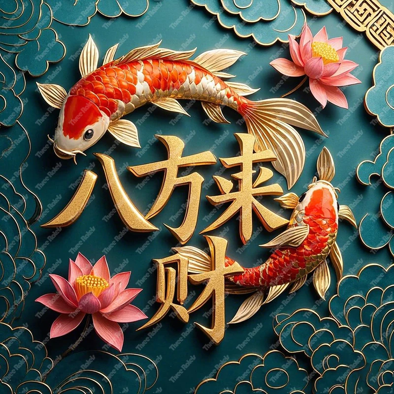 Three Ratels QHD45 Feng Shui text wall stickers that bring wealth For home decoration