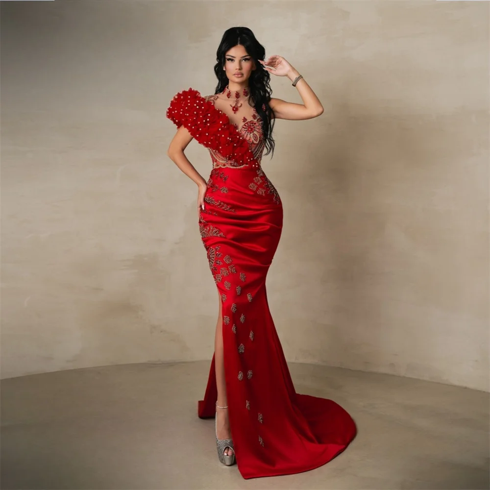 

Customized Formal Dress Saudi Arabia Evening Asymmetrical Sheath Floor Length Hugging Bespoke Occasion Dresses Prom Gown