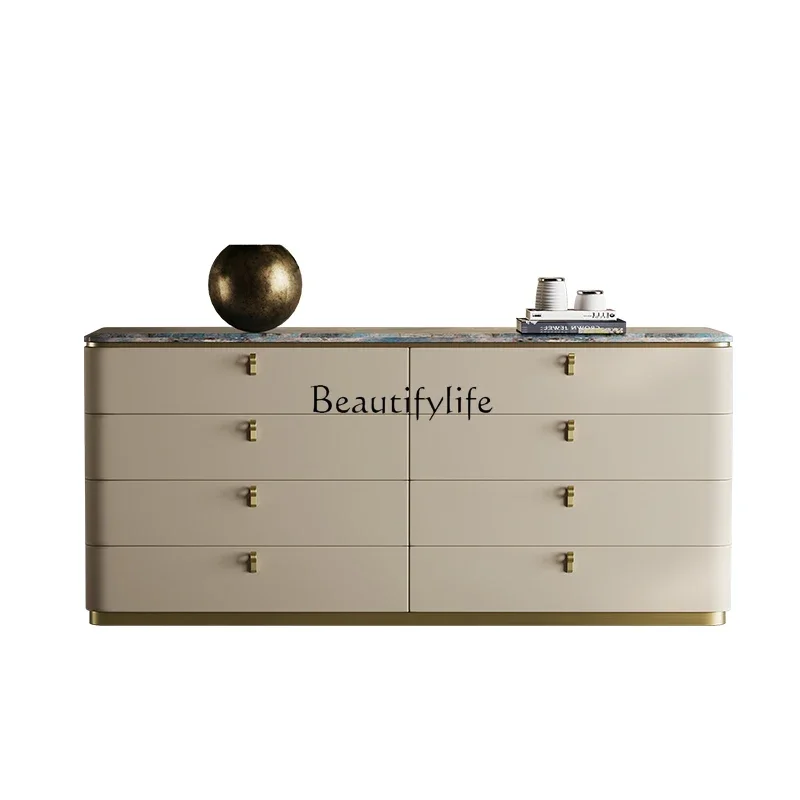 

LJYItalian light luxury marble high-end locker leather veneer high cabinet