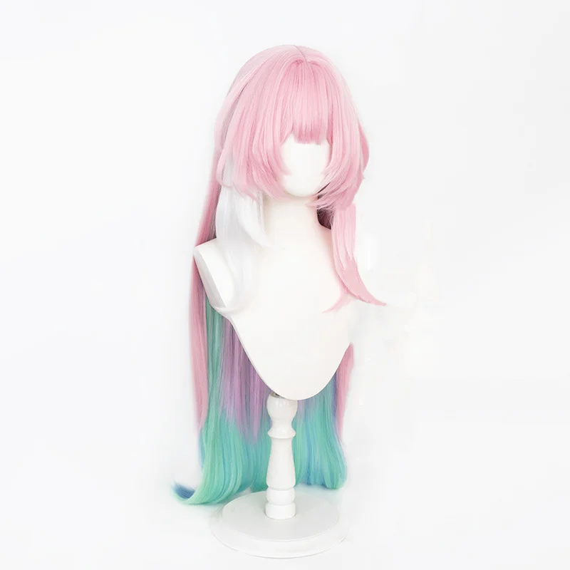 هونكاي ستار السكك الحديدية سيرين شعر مستعار تأثيري الوردي الأزرق الأخضر مختلط اللون طويل مستقيم الشعر النساء هالوين حفلة لعب الأدوار شعر مستعار اصطناعي