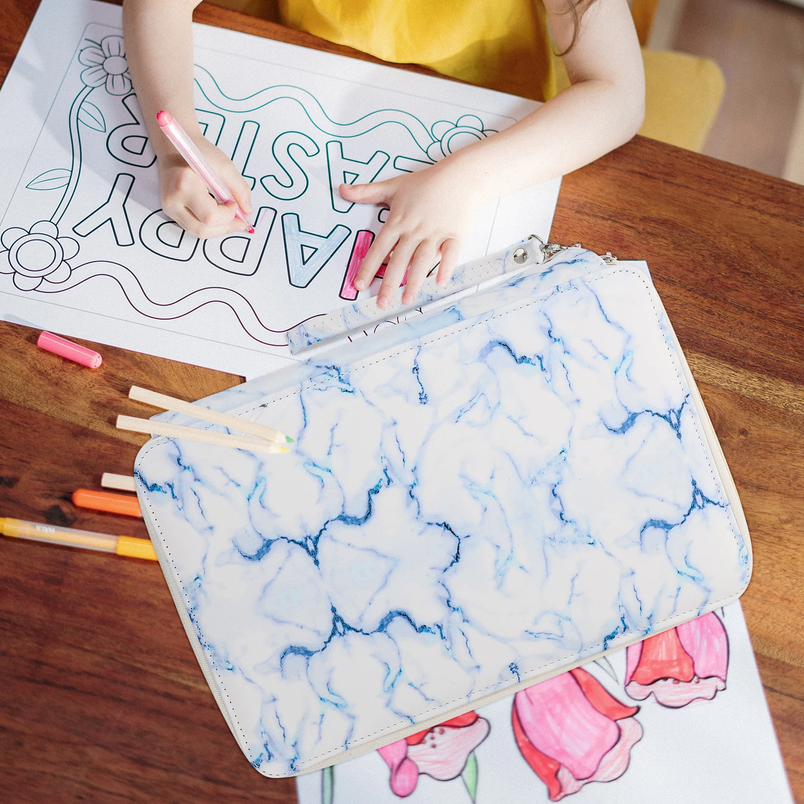 

216 Hole Capacity PU Pencil Case Art Drawing ganizer Pen Storage Bag Multi functional Stationery Multi Functional Pencil Bag
