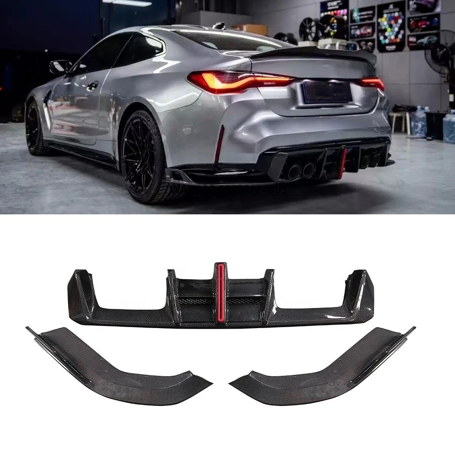 

Dry Carbon Fiber AE Style Rear Diffuser for M3 M4 G80 G82 2021+ Rear Bumper Diffuser Lip With Light Car Bodykit