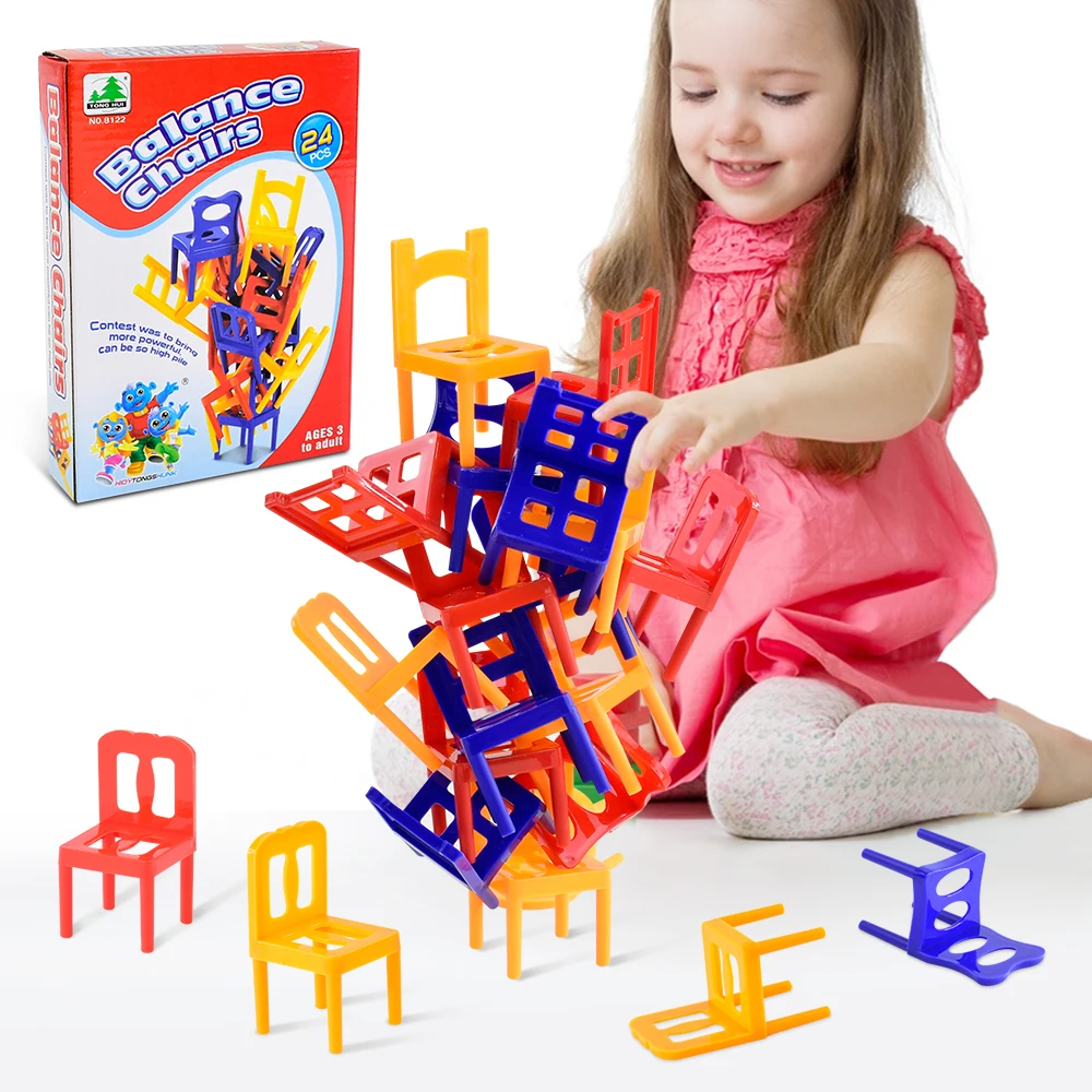 Kids Folding Chair Balanced Toys Desktop Fun Party Game Balance Chairs Adult Children\'s Stacking Games Interactive Toy Gift