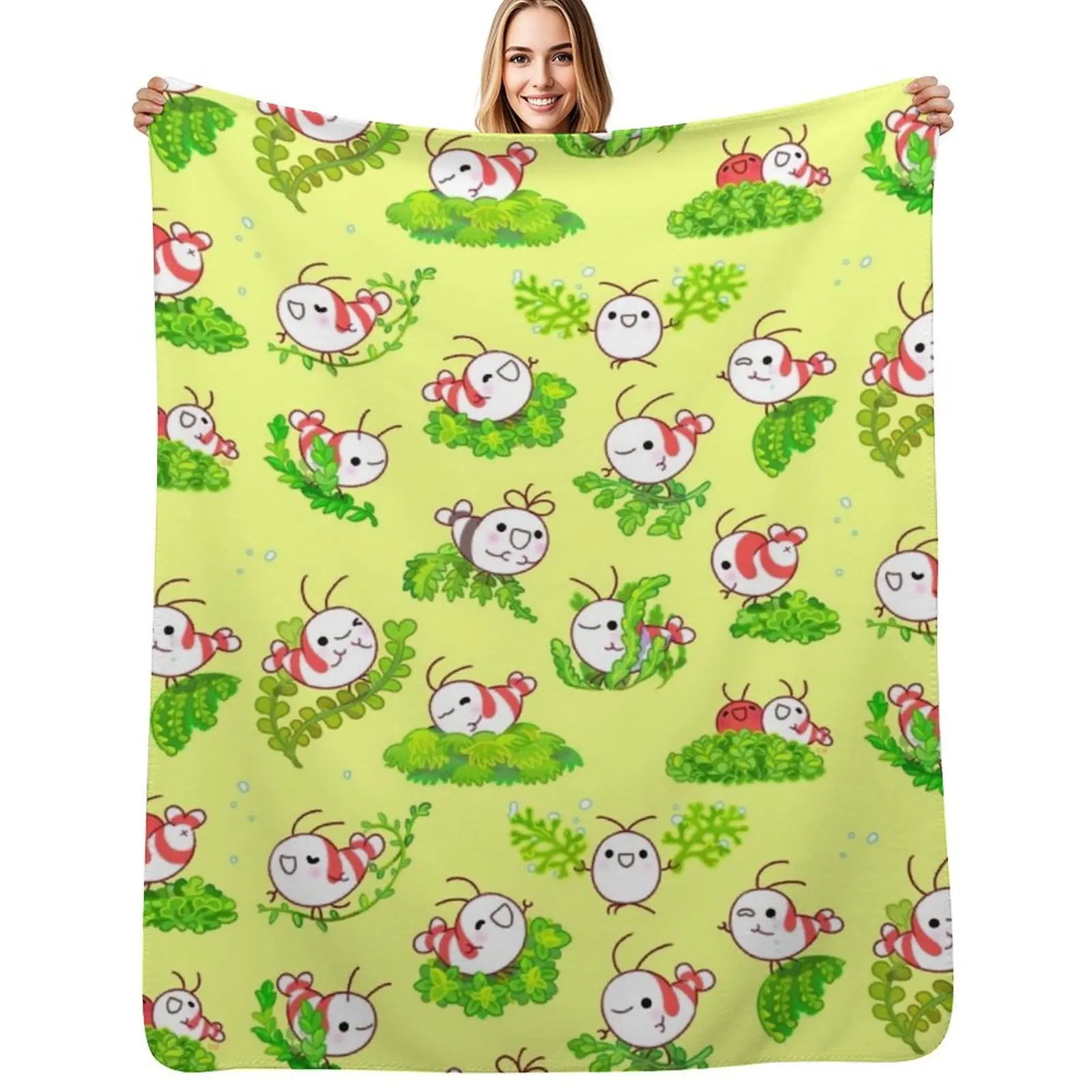 

Shy shrimp and moss Throw Blanket Nap Quilt Hairys Decorative Sofa Blankets