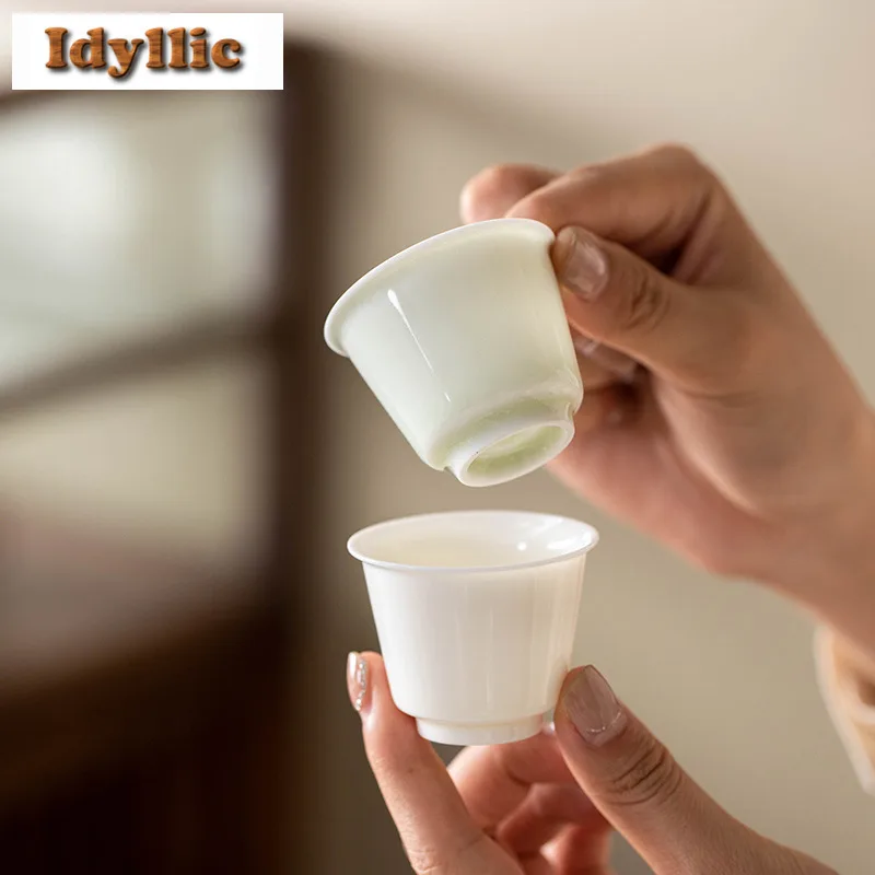 

2 шт./лот, белая подкова цвета слоновой кости, чайная чашка, древняя чайная чаша, пара чая, персональная чашка для дегустации чая, чашки Jianzhan Master для чайного ремесла, 30 мл