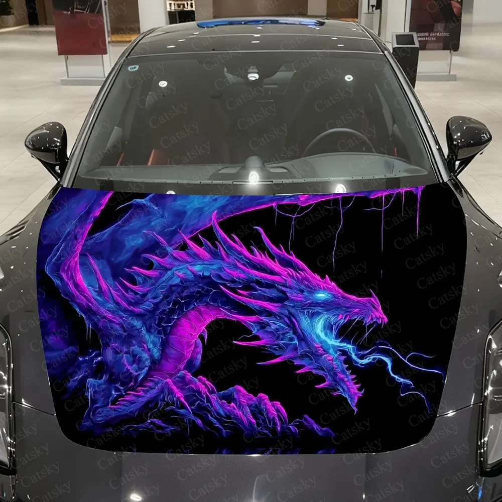 

Фиолетово-синяя весы, виниловая пленка для автомобиля с драконом, материал ПВХ, водонепроницаемая наклейка на капот автомобиля, самоклеящиеся устойчивые к царапинам наклейки