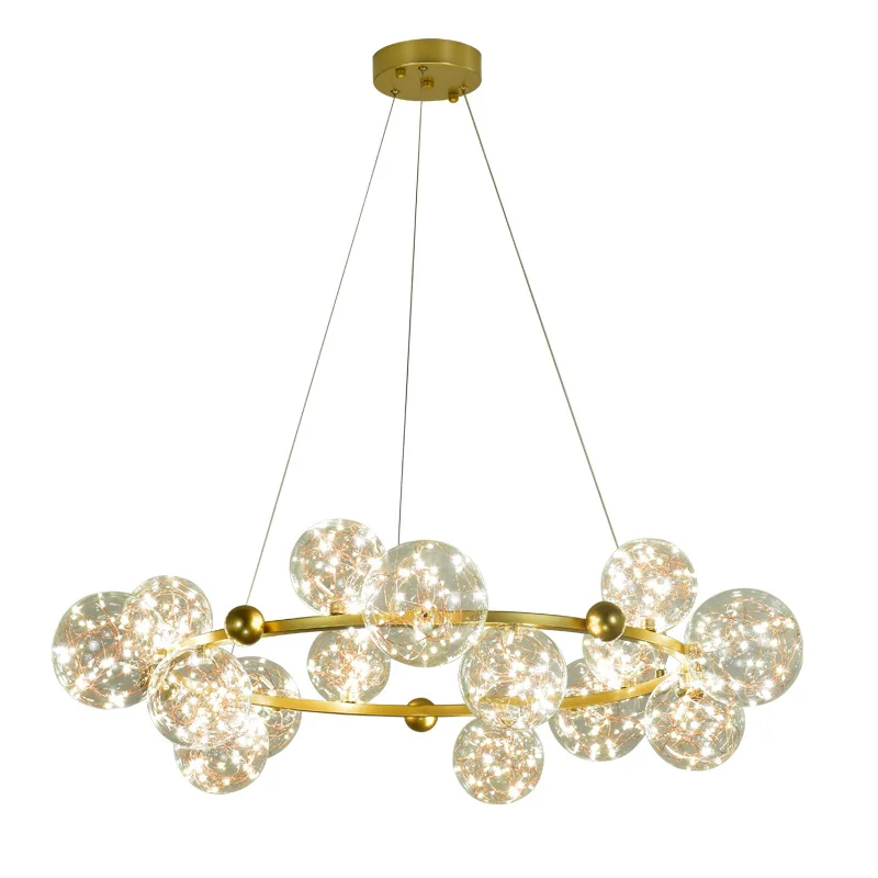 

Nordic Romantic Wall Lamp Gypsophila Transparent Glass Bedroom Bedside Living Room Corridor Background Round Lights