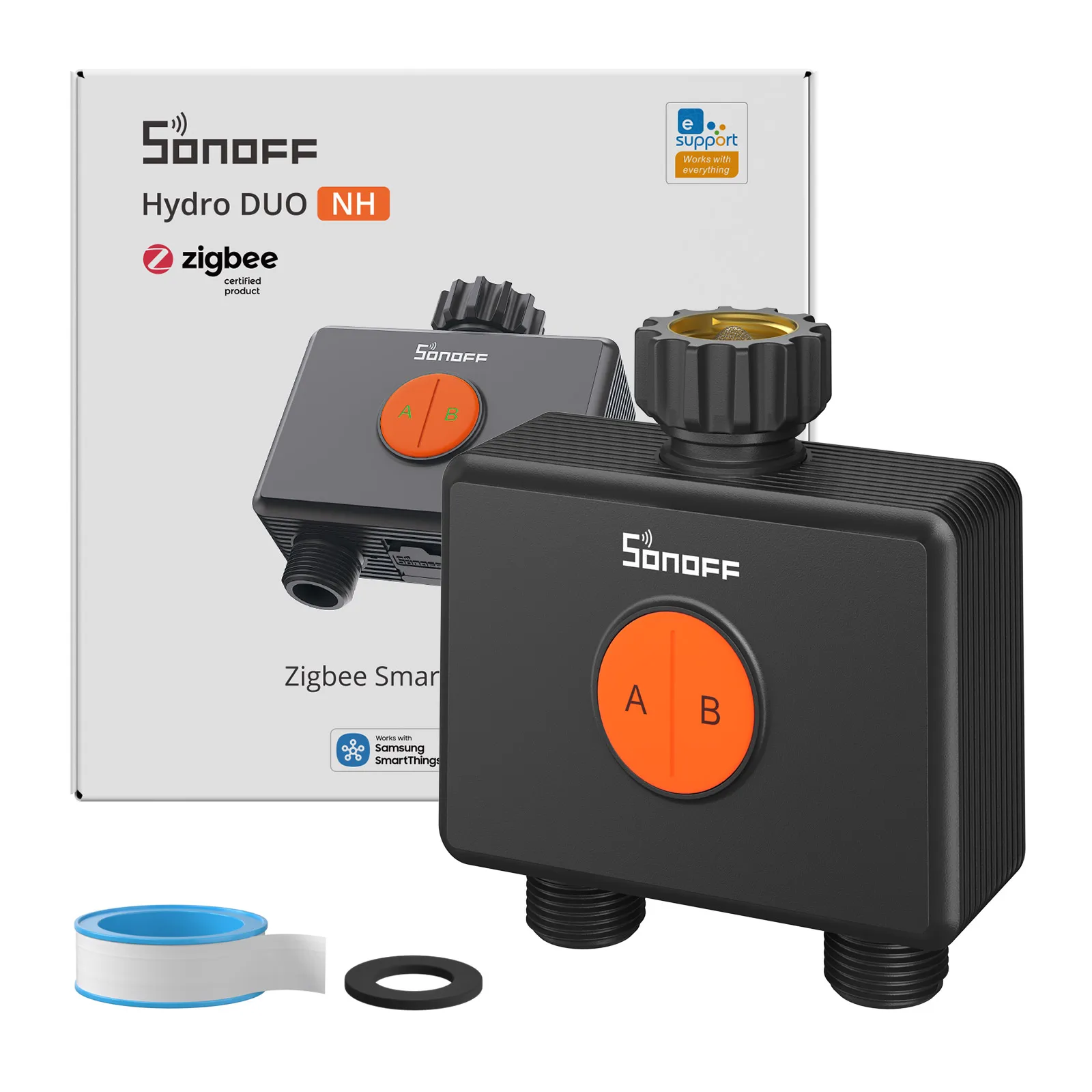 SONOFF Garden Watering Timers 2 Outlet Sprinkler Hydro DUO Dual-Channel Zigbee Smart Water Valve With Flow Meter SWV-ZF2E image 3