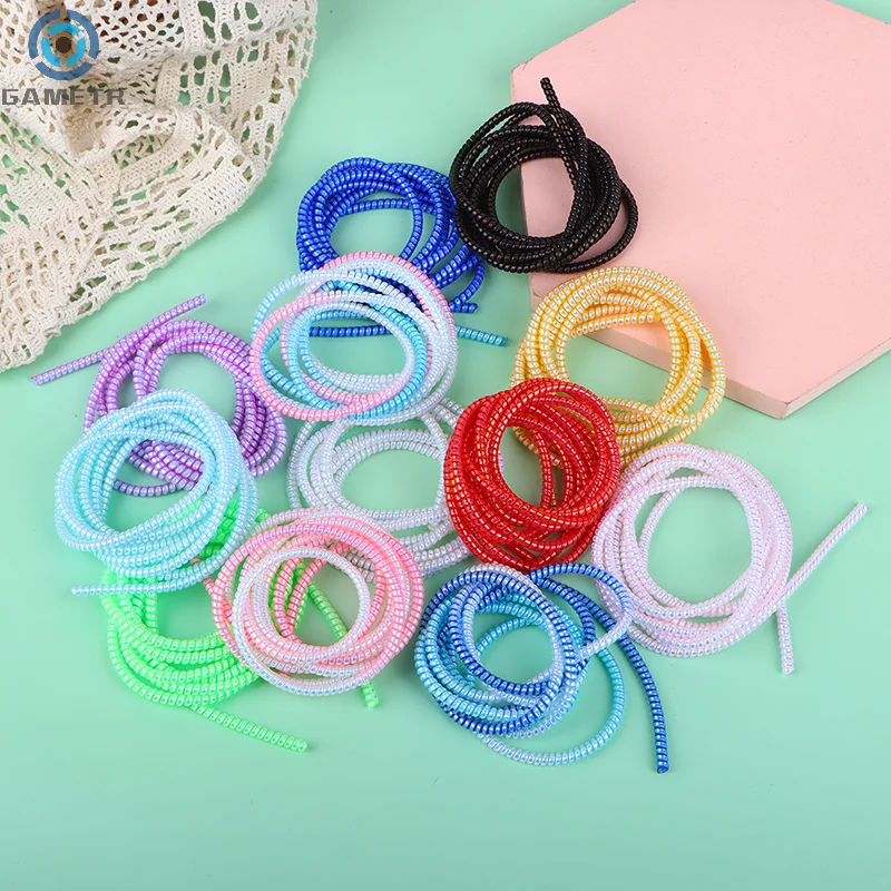 1.4M Colorful Spiral Charger Cable Cord Protector Universal Wrap Data Line Decoration Winder For iPhone/Samsung/Huawei/Xiaomi