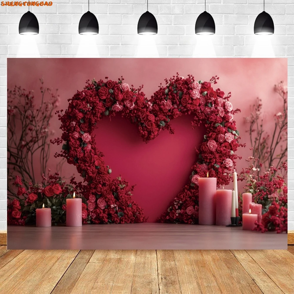 خلفية تصوير لعيد الحب، زهور الورد الأحمر، شموع على شكل قوس على شكل قلب، 14 فبراير، صورة زوجين حلوة، خلفية للتصوير الفوتوغرافي