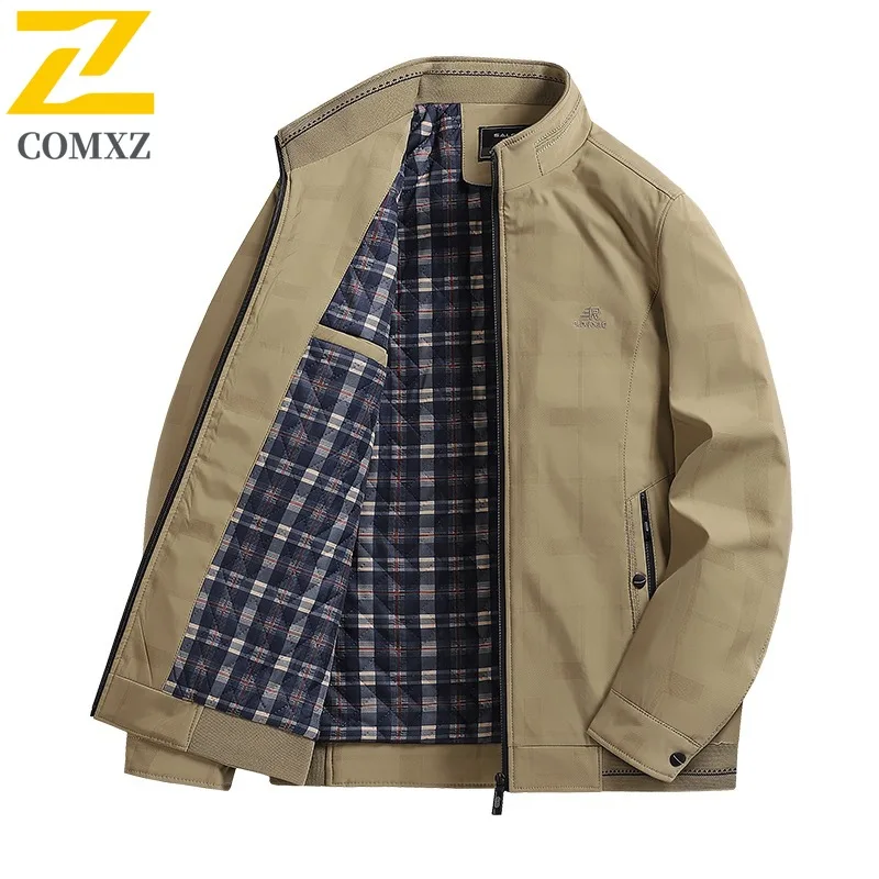 

COMXZ Men Lightweight Windbreaker Coat High End Brand Luxury Outdoor Office Golf Business Jackets Classic Jacket with No Hood