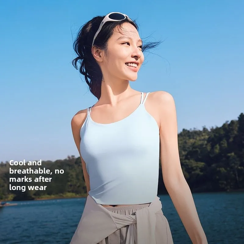 

Легкий женский топ-майка Bananain SF65 с чашечками, машинная стирка, защита от солнца, облегающий крой, для повседневной носки, внутренняя одежда