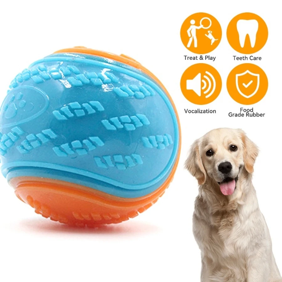 Pet dog toy dog chewing teeth cleaning treatment ball interactive sound elastic ball