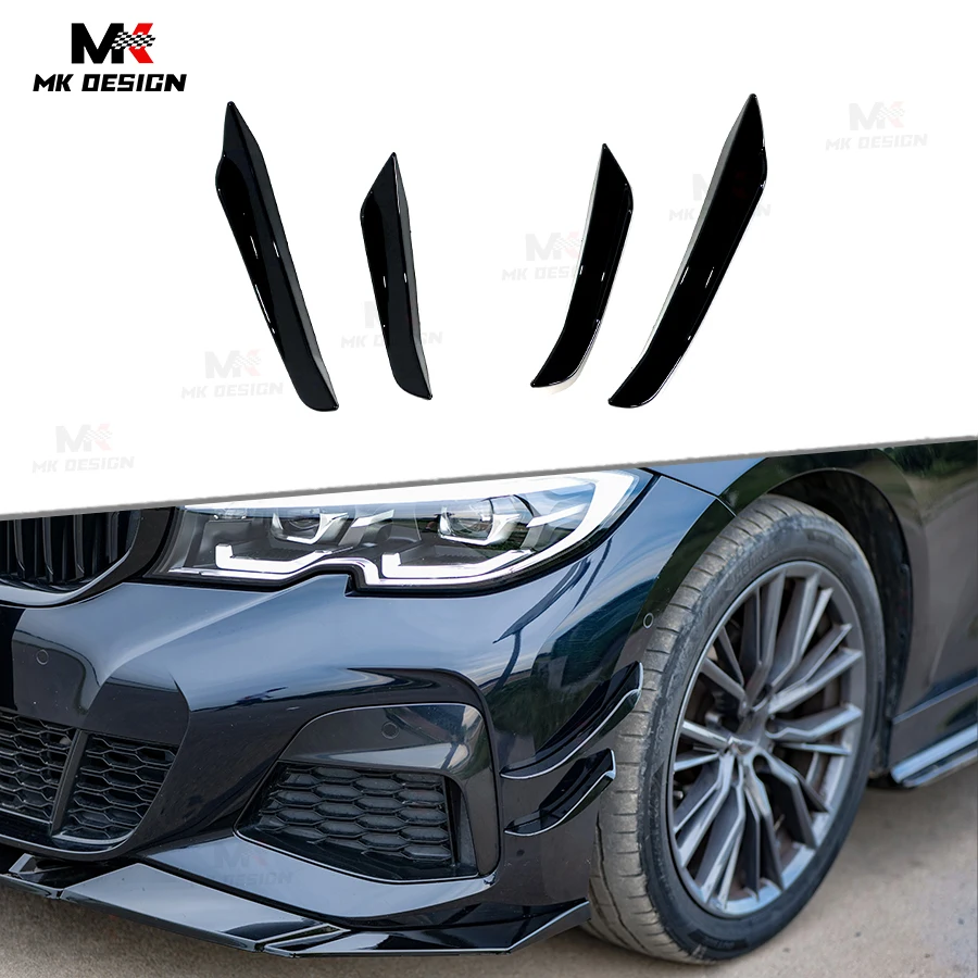 

VTEN Style Front Bumper Splitters for BMW 3 Series G20 G28 2020-2022 ABS Gloss Black Front Side Splitters Canards Fin Auto Parts